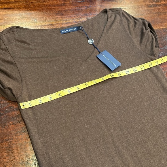 Ralph Lauren V-Neck Jersey Wool Modal Dark Brown Short Sleeve Dress Small NWT - Picture 9 of 10